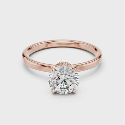 925 Silver Round Brilliant Moissanite Solitaire Engagement Ring 14K Gold Plated