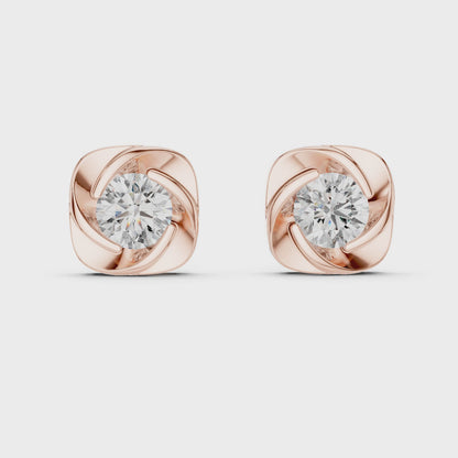 925 Silver 2 CT Swirl / Pinwheel Solitaire Moissanite Stud Earrings 14k Gold Plated