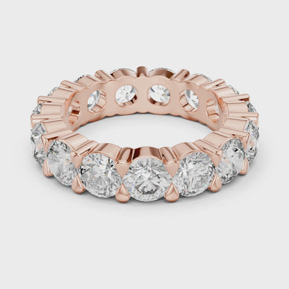925 Silver Round Moissanite Full Eternity Wedding Band 14K Gold Plated