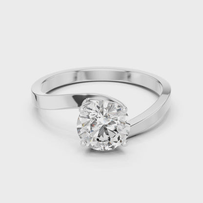 925 Silver Moissanite Solitaire Engagement Ring – Elegant Twisted Band Design 14K Gold Plated