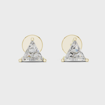 925 Silver Round Moissanite Classic 4-Prong Solitaire Stud Earrings – 14K Gold Plated