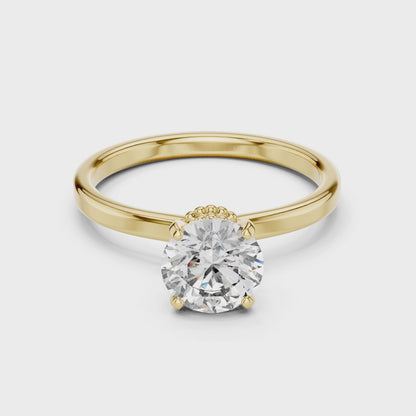 925 Silver Round Brilliant Moissanite Solitaire Engagement Ring 14K Gold Plated