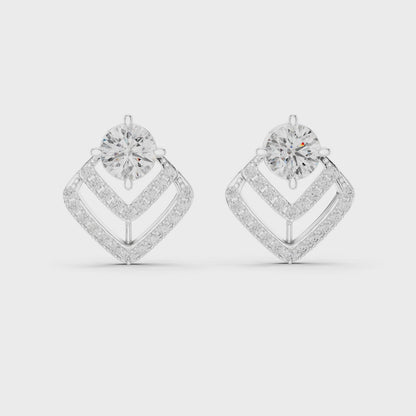 925 Silver 3.40CT Moissanite Geometric Chevron Drop Stud Earrings 14k Gold Plated