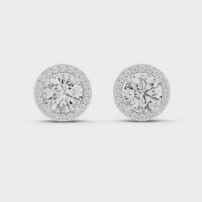 925 Silver 2.90CT Halo Moissanite Stud Earrings 14k Gold Plated