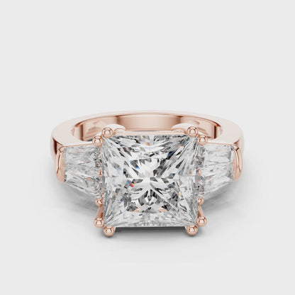 925 Silver Princess Moissanite Engagement Ring 14K Gold Plated
