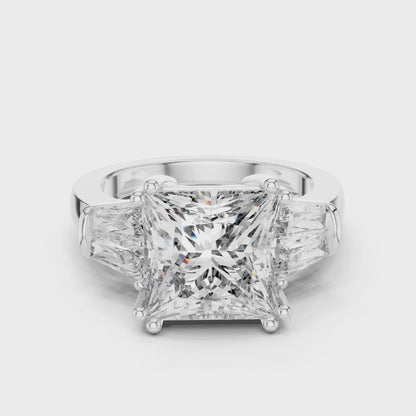 925 Silver Princess Moissanite Engagement Ring 14K Gold Plated