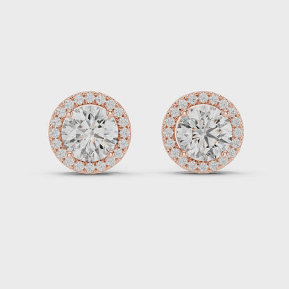 925 Silver 2.90CT Halo Moissanite Stud Earrings 14k Gold Plated