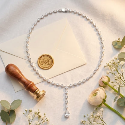 925 Silver Moissanite Lariat Drop Tennis Necklace 14k Gold Plated