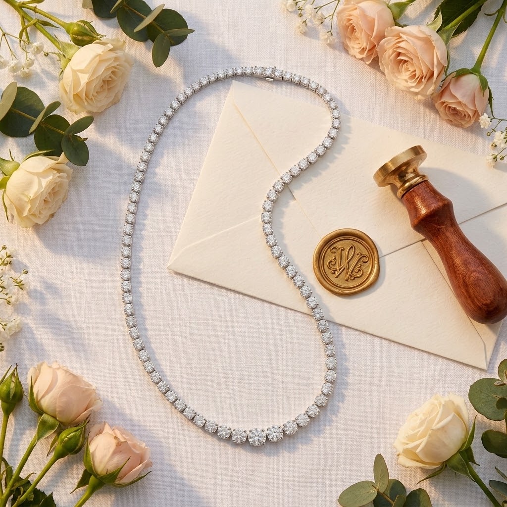 925 Silver Moissanite Bezel Tennis Necklace 14k Gold Plated