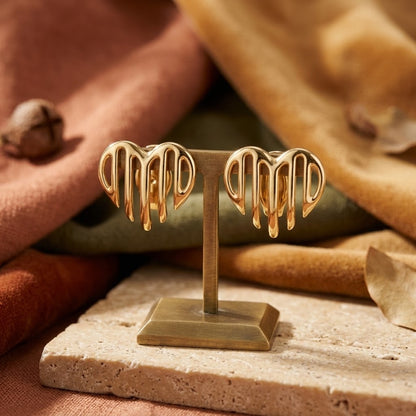 925 Silver Surrealist Dripping Heart Style 14K Gold Plated